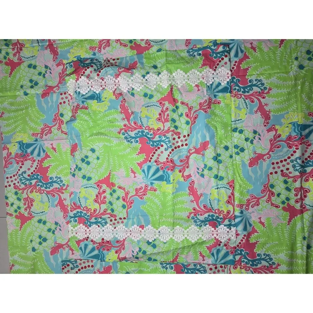 LILLY PULITZER Gecko Garnet Hill Full Queen DUVET Cover & 2 Shams